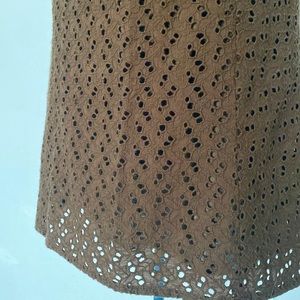 VTG Eyelet Skirt Chocolate Brown Cotton Vintage